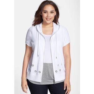 Michael Kors Short Sleeve Hooded Zip-up